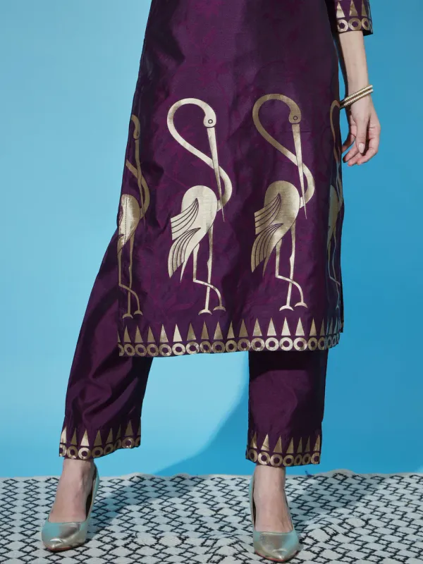 Floral_Printed_Cotton_Silk_Round_Neck_Kurta_Trouser_&_Dupatta_Set