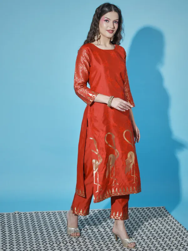 Floral_Printed_Cotton_Silk_Round_Neck_Kurta_Trouser_&_Dupatta_Set