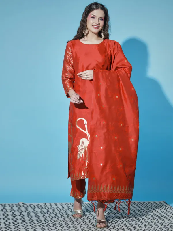 Floral_Printed_Cotton_Silk_Round_Neck_Kurta_Trouser_&_Dupatta_Set
