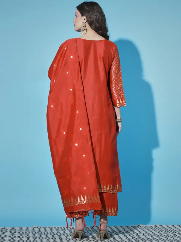 Floral_Printed_Cotton_Silk_Round_Neck_Kurta_Trouser_&_Dupatta_Set