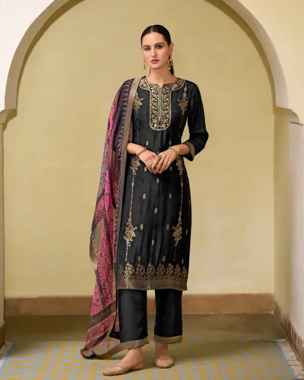 Floral_Embroidered_Silk_Blend_Round_Neck_Kurta_Trouser_&_Dupatta_Set