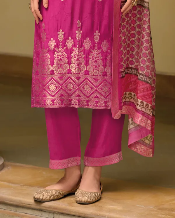 Floral_Embroidered_Silk_Blend_V_Neck_Kurta_Trouser_&_Dupatta_Set