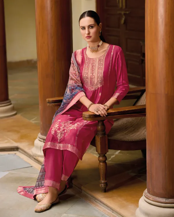 Floral_Embroidered_Silk_Blend_Round_Neck_Kurta_Trouser_&_Dupatta_Set