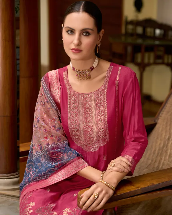 Floral_Embroidered_Silk_Blend_Round_Neck_Kurta_Trouser_&_Dupatta_Set