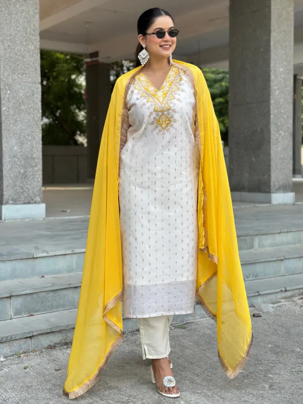 Floral_Embroidered_Chanderi_Silk_V_Neck_Kurta_Trouser_&_Dupatta_Set