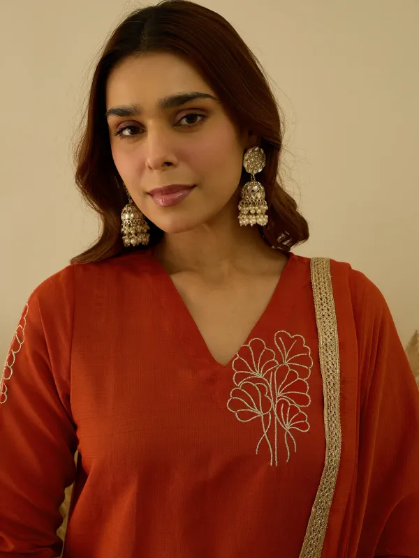 Floral_Printed_Silk_Blend_V_Neck_Kurta_Trouser_&_Dupatta_Set
