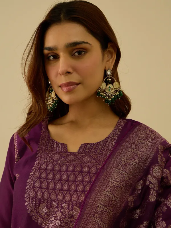 Floral_Printed_Silk_Blend_Round_Neck_Kurta_Trouser_&_Dupatta_Set