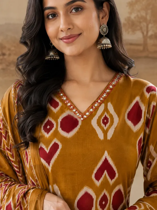 Floral_Printed_Pure_Cotton_V_Neck_Kurta_Trouser_&_Dupatta_Set