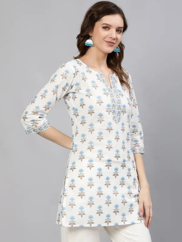 Off_White__Pure_Cotton_Printed_Tunic_For_Women