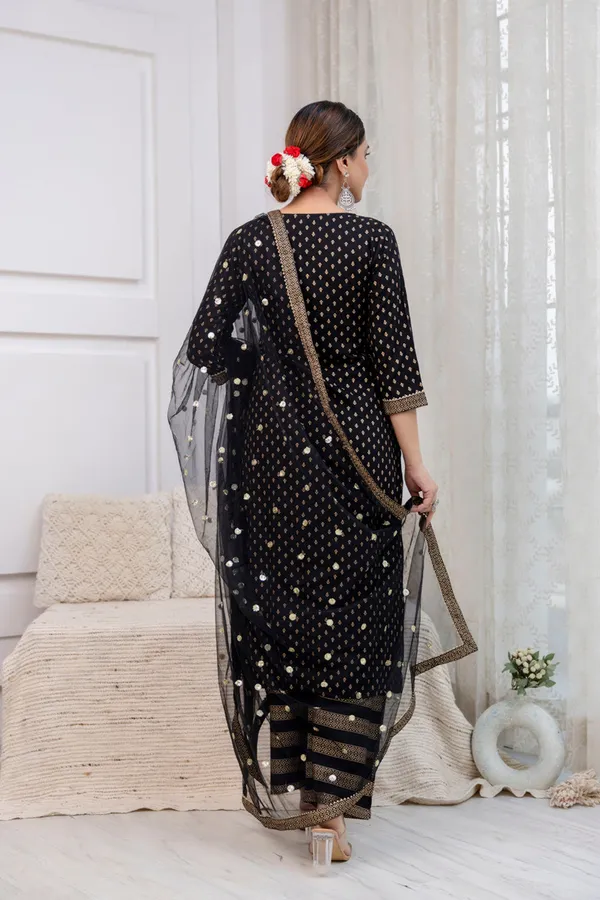 Black_Floral_Printed_Viscose_Rayon_Kurta_Set_For_Women