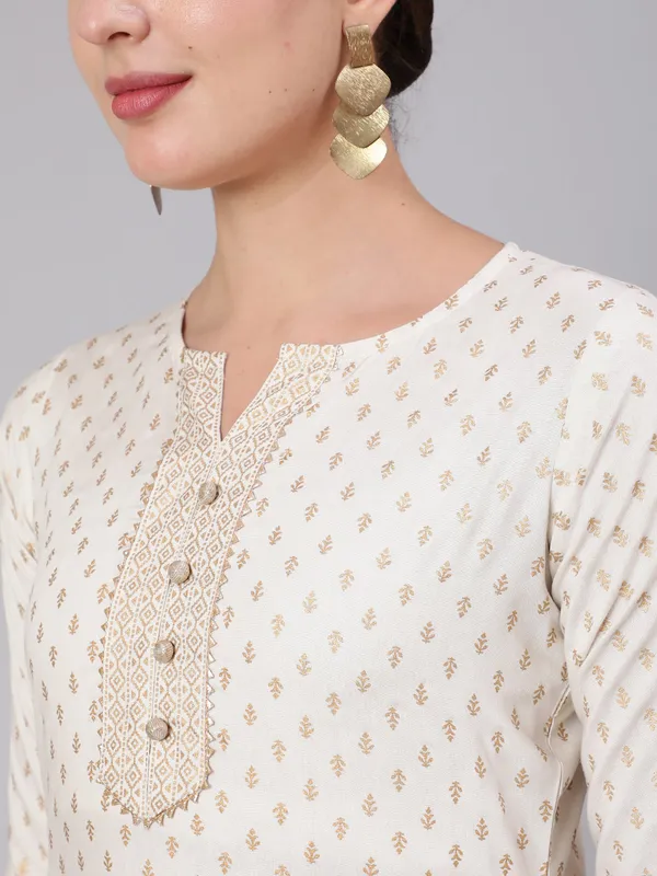 White_Floral_Printed_Viscose_Rayon_Kurta_Set_For_Women