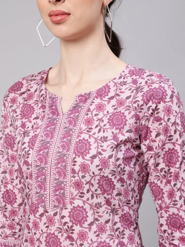 Pink__Pure_Cotton_Printed_Tunic_For_Women