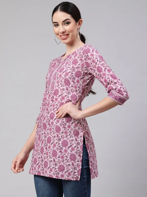 Pink__Pure_Cotton_Printed_Tunic_For_Women