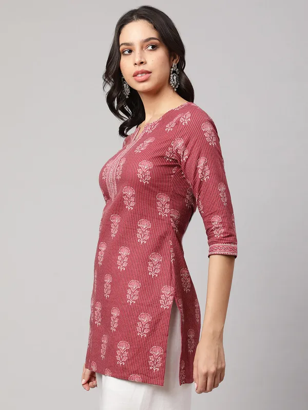 Mauve__Pure_Cotton_Printed_Tunic_For_Women