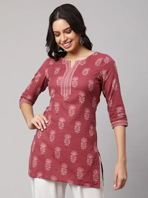 Mauve__Pure_Cotton_Printed_Tunic_For_Women