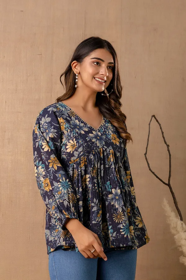 Navy-Blue_Pure_Cotton_Printed_Top_For_Women