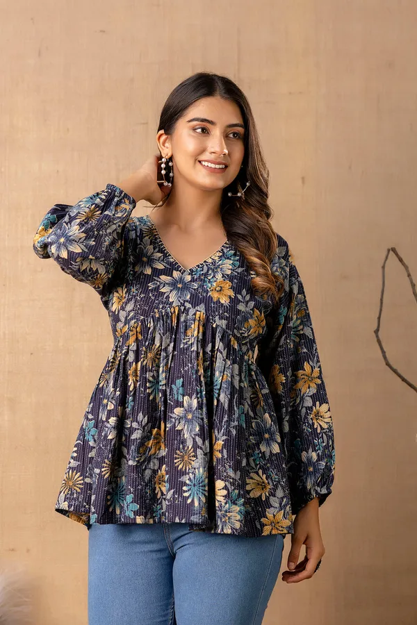 Navy-Blue_Pure_Cotton_Printed_Top_For_Women