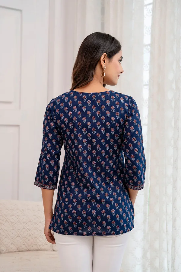 Blue__Pure_Cotton_Printed_Tunic_For_Women