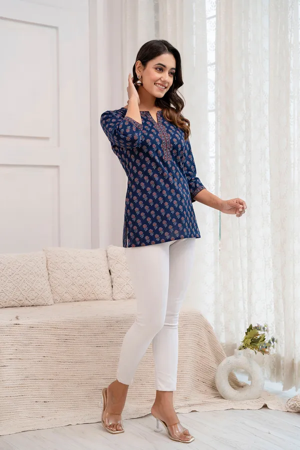 Blue__Pure_Cotton_Printed_Tunic_For_Women