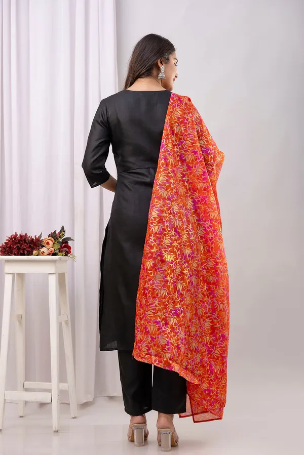 Black_Floral_Printed_Pure_Cotton_Kurta_Set_For_Women