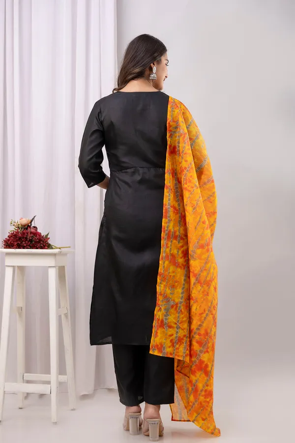 Black_Floral_Printed_Pure_Cotton_Kurta_Set_For_Women