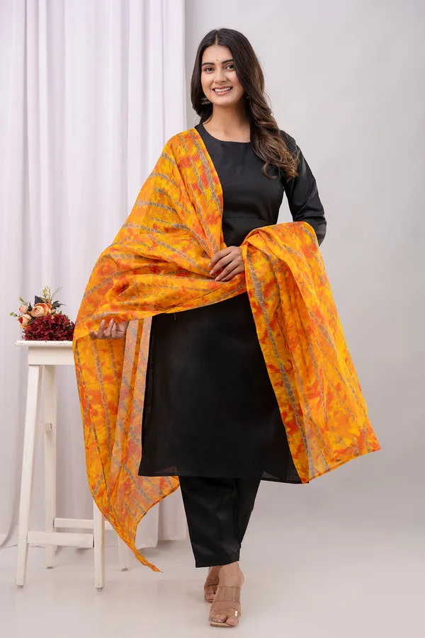 Black_Floral_Printed_Pure_Cotton_Kurta_Set_For_Women