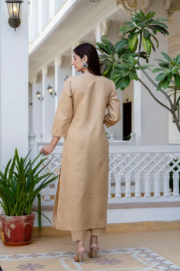 Beige_Floral_Printed_Pure_Cotton_Kurta_Set_For_Women