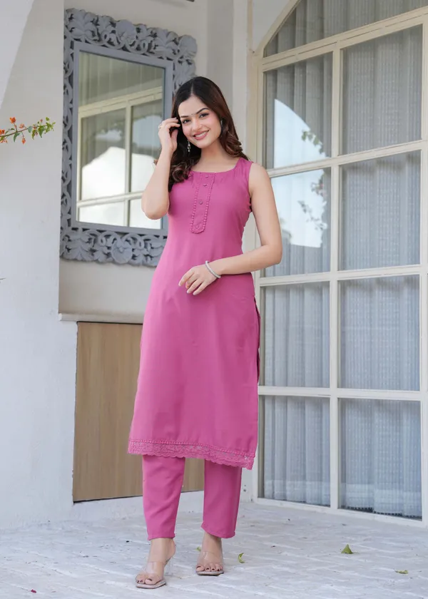 Mauve_Solid_Pure_Cotton_Kurta_Set_For_Women