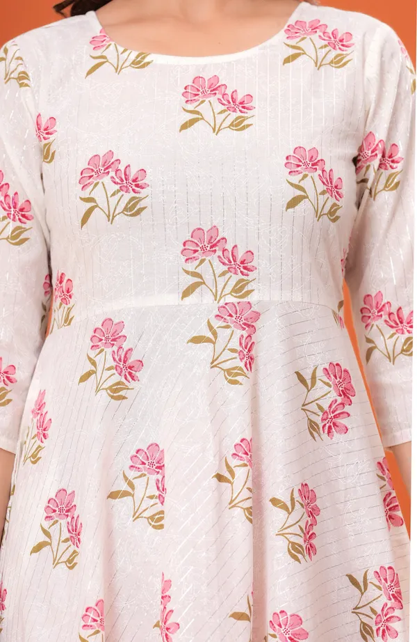 White_Floral_Printed_Pure_Cotton_Kurta_Set_For_Women