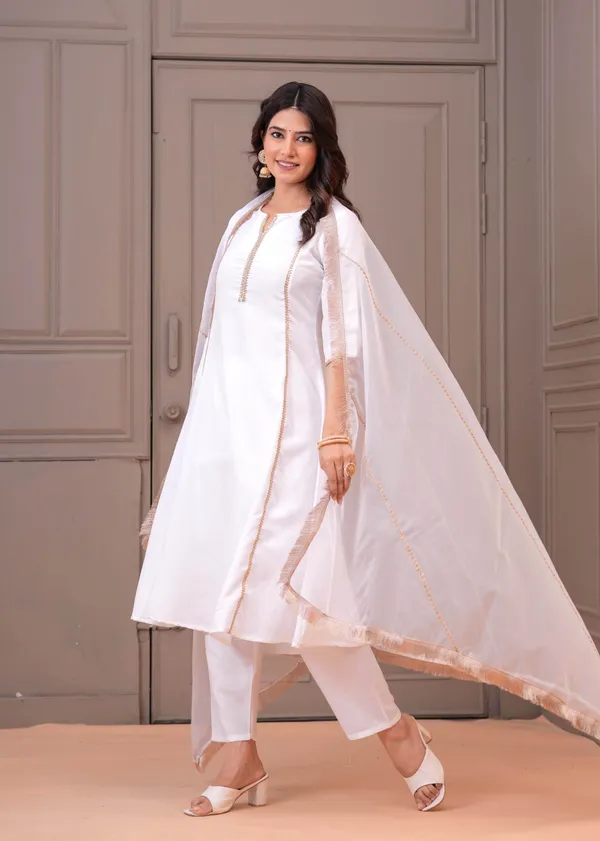 White_Solid_Pure_Cotton_Kurta_Set_For_Women