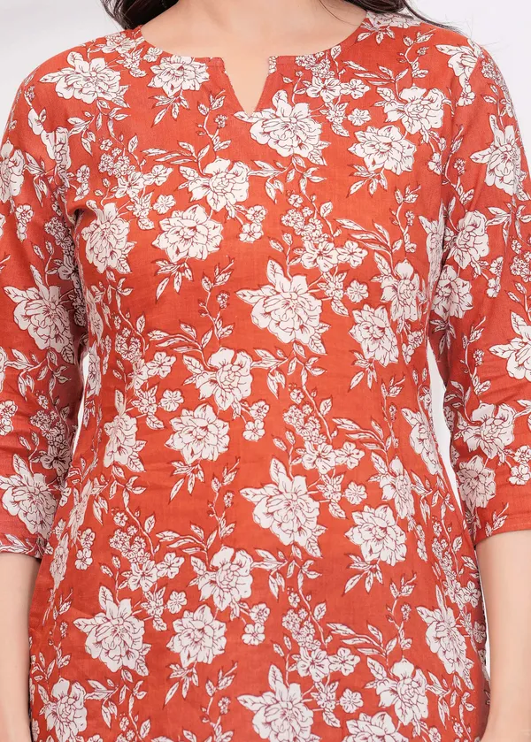 Orange__Pure_Cotton_Printed_Tunic_For_Women