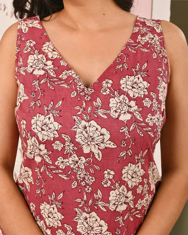 Mauve_Floral_Printed_Pure_Cotton_Kurta_Set_For_Women