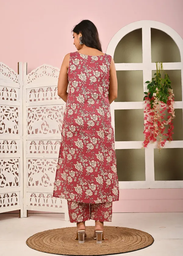 Mauve_Floral_Printed_Pure_Cotton_Kurta_Set_For_Women