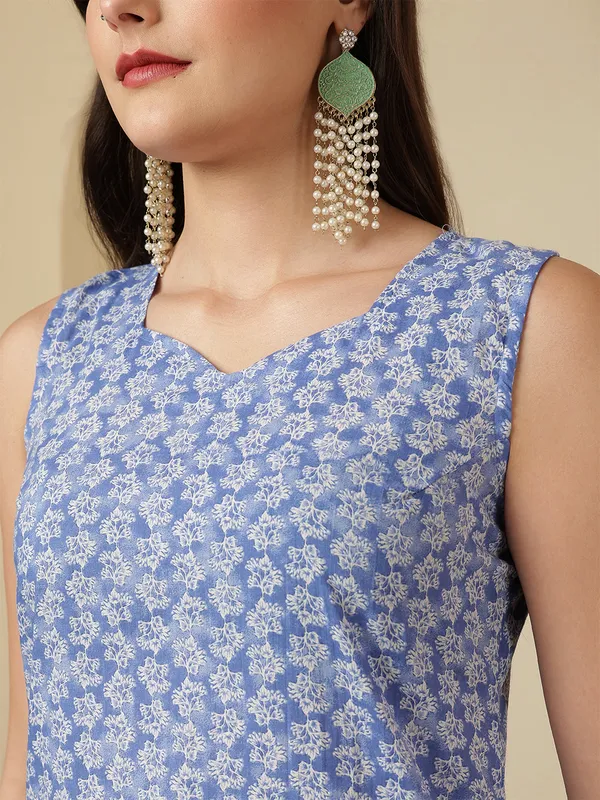 Blue_Floral_Printed_Pure_Cotton_Kurta_Set_For_Women