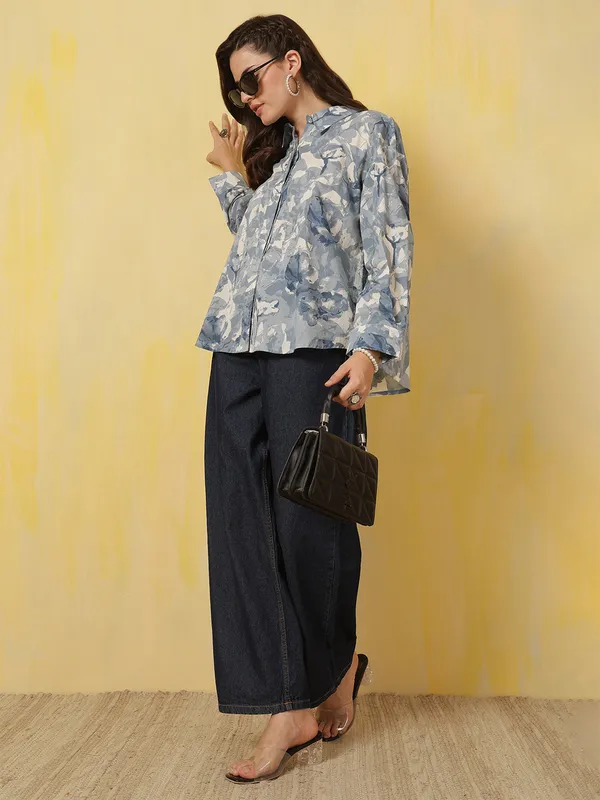 Blue_Pure_Cotton_Printed_Top_For_Women