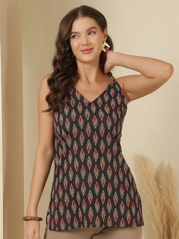 Black__Pure_Cotton_Printed_Tunic_For_Women