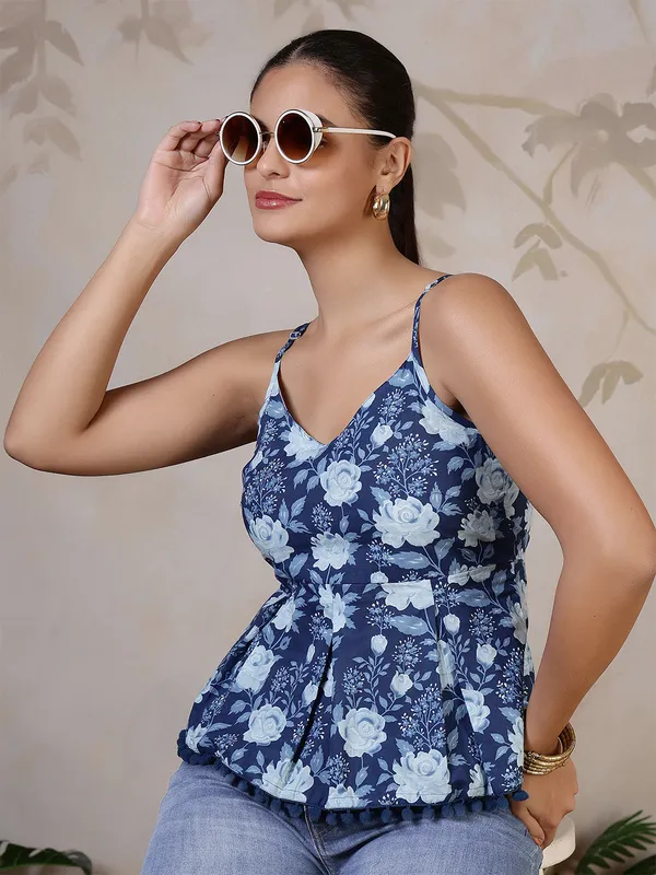 Blue_Pure_Cotton_Printed_Top_For_Women