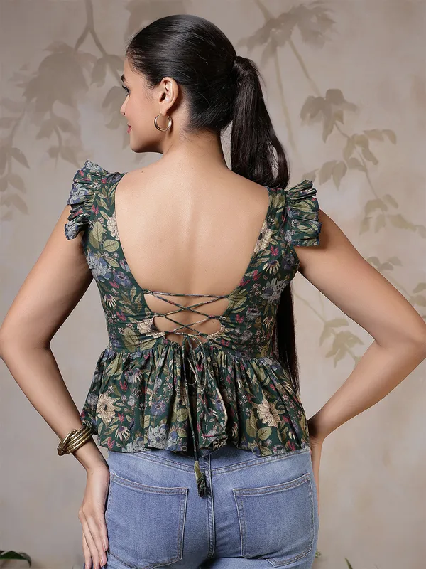 Green_Pure_Cotton_Printed_Top_For_Women
