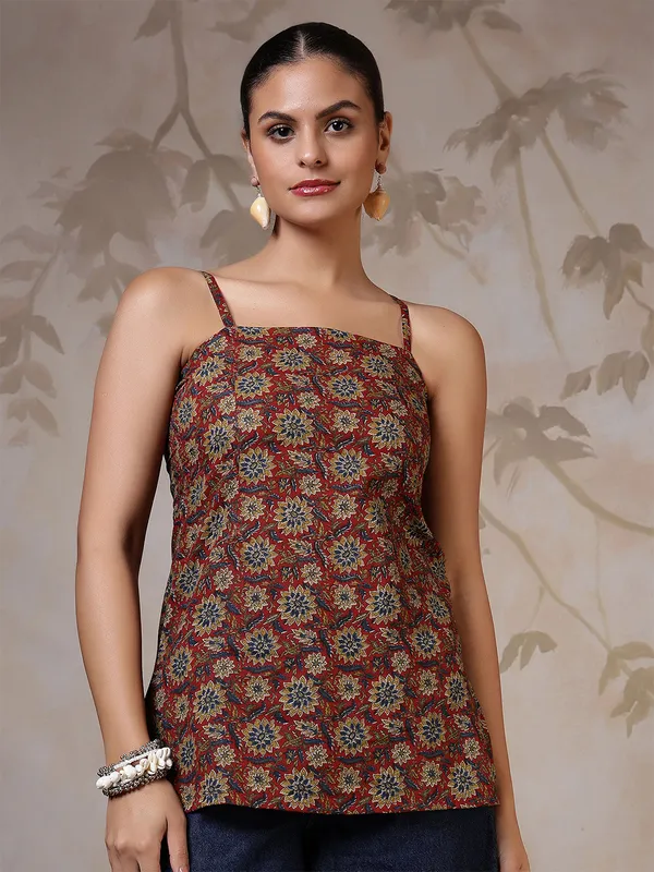 Orange__Pure_Cotton_Printed_Tunic_For_Women