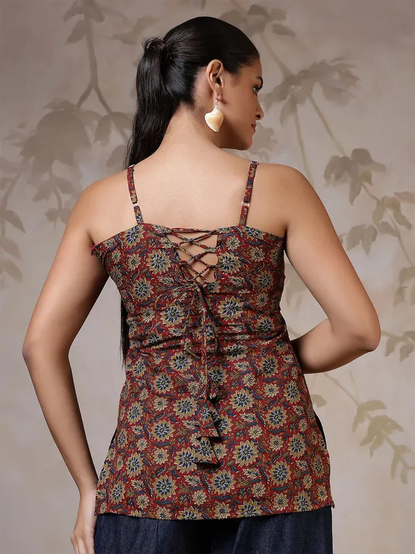 Orange__Pure_Cotton_Printed_Tunic_For_Women
