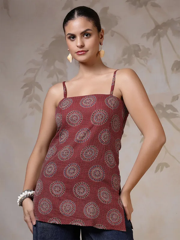 Maroon__Pure_Cotton_Printed_Tunic_For_Women