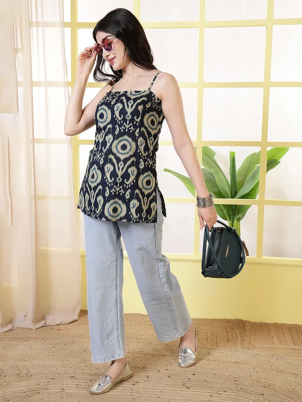 Navy_Blue__Pure_Cotton_Printed_Tunic_For_Women