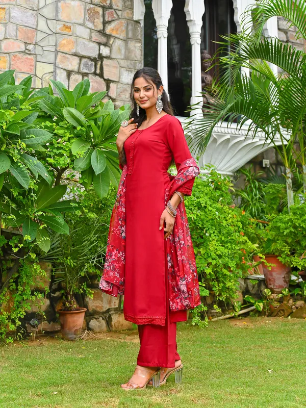 Maroon_Solid_Pure_Cotton_Kurta_Set_For_Women