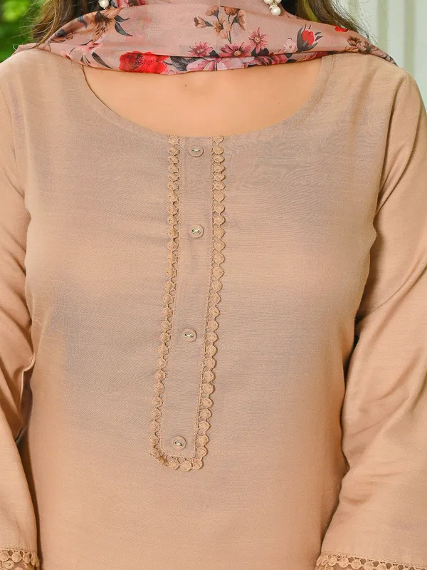 Beige_Solid_Pure_Cotton_Kurta_Set_For_Women