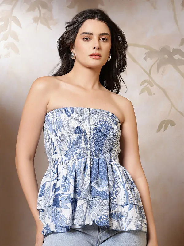 Blue_Pure_Cotton_Printed_Top_For_Women