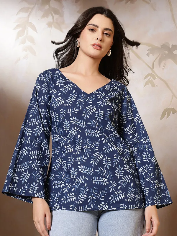 Blue__Pure_Cotton_Printed_Tunic_For_Women