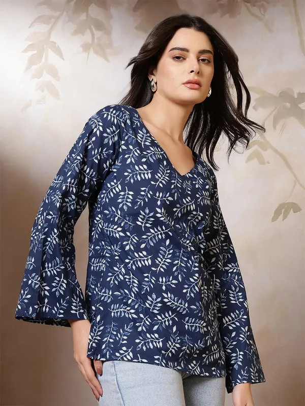 Blue__Pure_Cotton_Printed_Tunic_For_Women