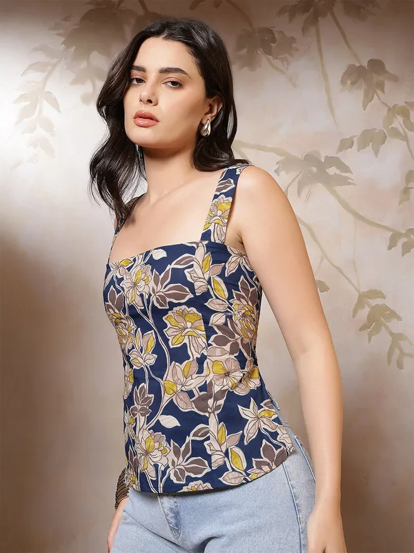Blue_Pure_Cotton_Printed_Top_For_Women
