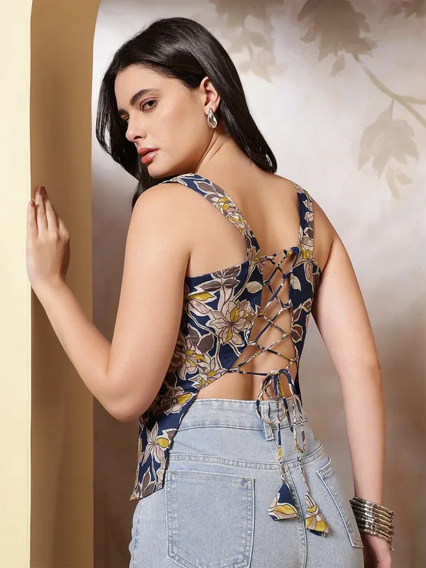 Blue_Pure_Cotton_Printed_Top_For_Women