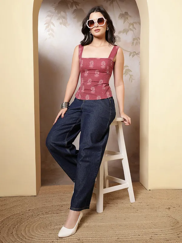 Mauve_Pure_Cotton_Printed_Top_For_Women